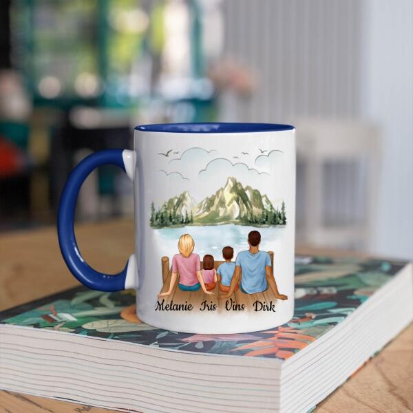 Gezin met Vader, Moeder, Dochter en Zoon - Family Heart ♥ - Gepersonaliseerde mok voor Gezin, Vader, Moeder, Dochter, Zoon, Kinderen, Familie, Kind, Stiefvader, Stiefmoeder, Dochters, Zoons