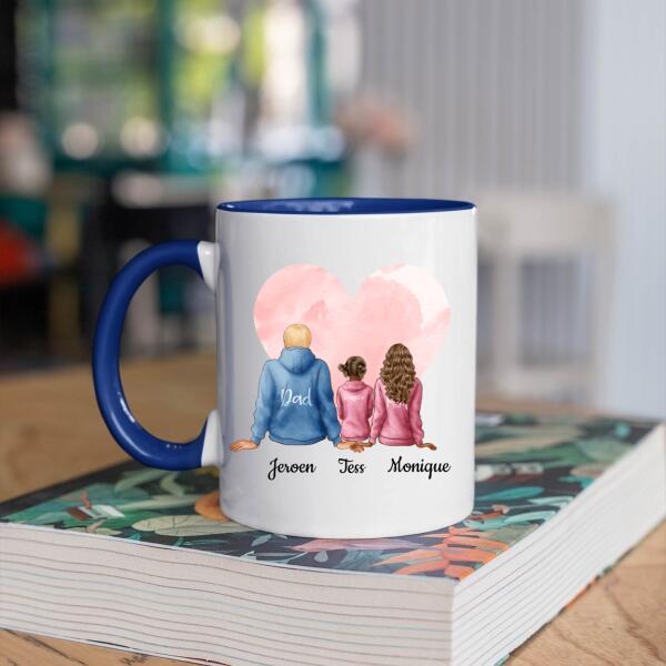 Gezin met Vader, Moeder en 1-2 Dochter(s) - Our family ♥ - Gepersonaliseerde mok voor Gezin, Vader, Moeder, Dochter, Zoon, Kinderen, Familie, Kind, Stiefvader, Stiefmoeder, Dochters, Zoons