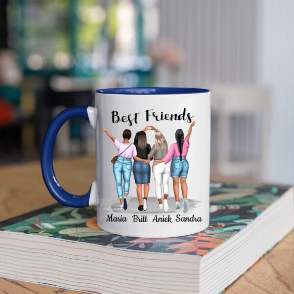 Beste Vriendinnen 4 Personen - Met jullie is alles leuker ♥ - Gepersonaliseerde mok voor Vriendin, Vriendinnen, Vrouwen, Vriendschap, Zus, Zusje, BFF, Collega, Dochter