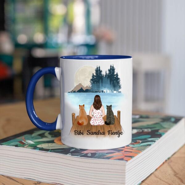 Kattenmama met 2 Katten in het Bos - Katten Mama ♥ - Gepersonaliseerde mok voor Kattenmama, Haar, Kattenouders, Katteneigenaar, Kattenbaasje, Partner, Vriendin, Vrouw, Kitten