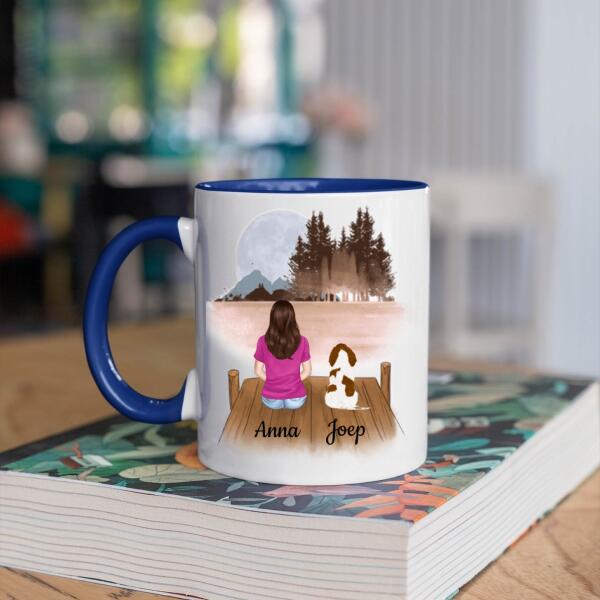 Hondenmama met 1 Hond in het Bos - Het leven is beter met mijn hond ♥ - Gepersonaliseerde mok voor Hondenmama, Haar, Hondenouders, Hondeneigenaar, Hondenbaasje, Partner, Vriendin, Vrouw, Puppy