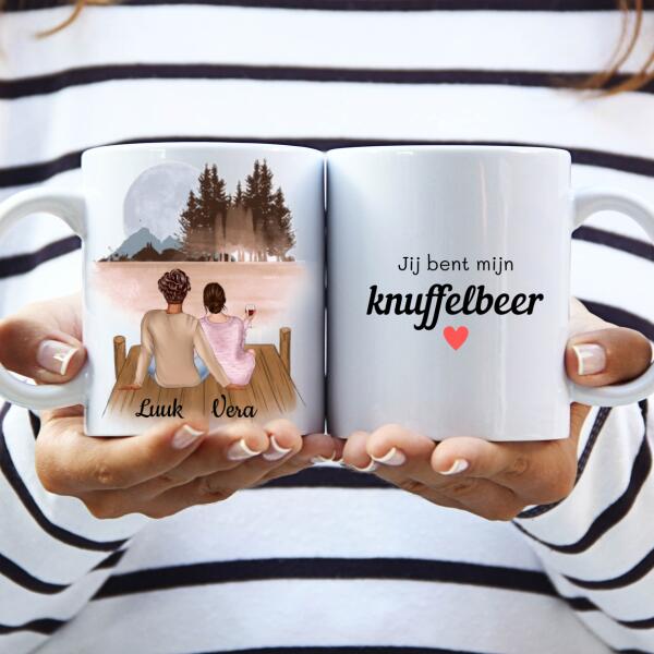 Koppel in het Bos met Wijn - Jij bent mijn Knuffelbeer ♥ - Gepersonaliseerde mok voor Partner, Vriend, Vriendin, Vrouw, Man, Jubileum