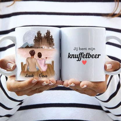Koppel in het Bos met Wijn - Jij bent mijn Knuffelbeer ♥ - Gepersonaliseerde mok voor Partner, Vriend, Vriendin, Vrouw, Man, Jubileum