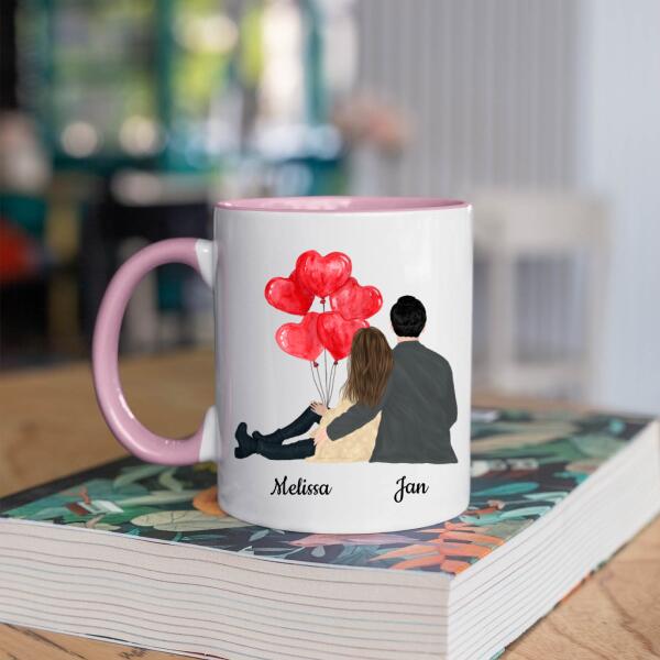 Koppel met Ballonnen Zittend - You are my person ♥ - Gepersonaliseerde mok voor Partner, Vriend, Vriendin, Vrouw, Man, Jubileum