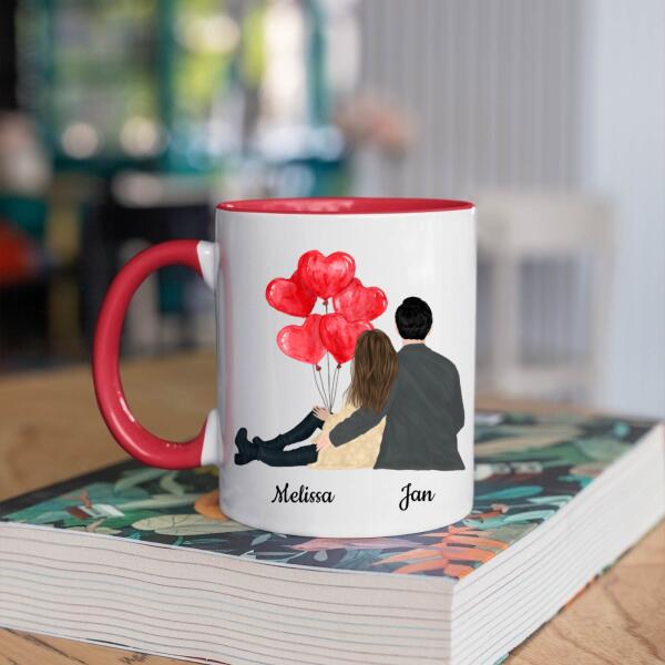 Koppel met Ballonnen Zittend - You are my person ♥ - Gepersonaliseerde mok voor Partner, Vriend, Vriendin, Vrouw, Man, Jubileum