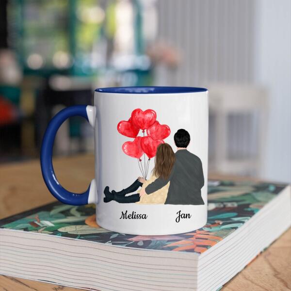 Koppel met Ballonnen Zittend - You are my person ♥ - Gepersonaliseerde mok voor Partner, Vriend, Vriendin, Vrouw, Man, Jubileum