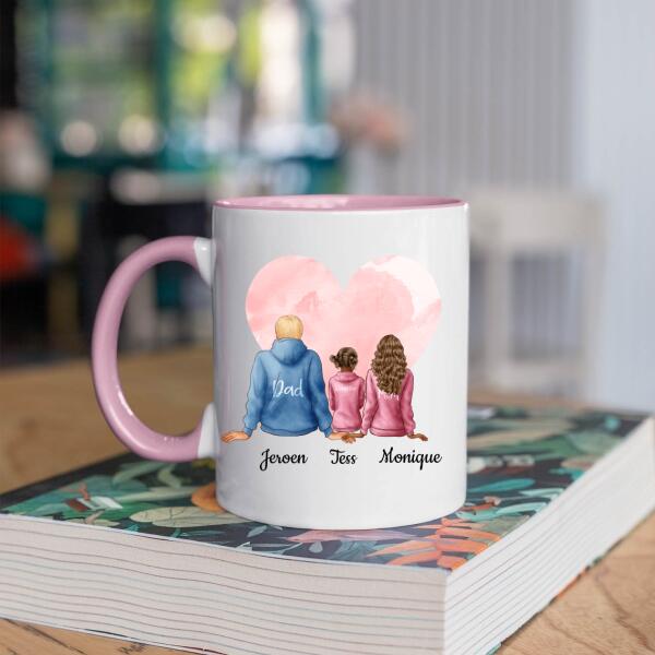 Gezin met Vader, Moeder en 1-2 Dochter(s) - Our family ♥ - Gepersonaliseerde mok voor Gezin, Vader, Moeder, Dochter, Zoon, Kinderen, Familie, Kind, Stiefvader, Stiefmoeder, Dochters, Zoons