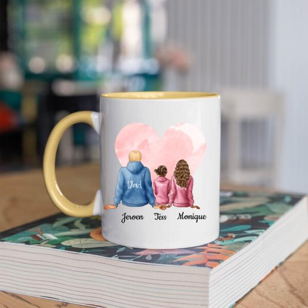 Gezin met Vader, Moeder en 1-2 Dochter(s) - Our family ♥ - Gepersonaliseerde mok voor Gezin, Vader, Moeder, Dochter, Zoon, Kinderen, Familie, Kind, Stiefvader, Stiefmoeder, Dochters, Zoons
