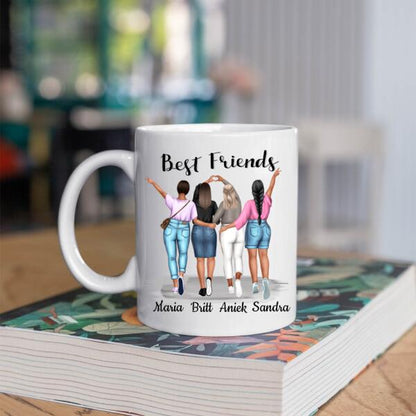 Beste Vriendinnen 4 Personen - Met jullie is alles leuker ♥ - Gepersonaliseerde mok voor Vriendin, Vriendinnen, Vrouwen, Vriendschap, Zus, Zusje, BFF, Collega, Dochter