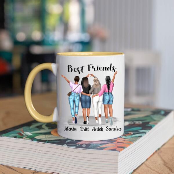 Beste Vriendinnen 4 Personen - Met jullie is alles leuker ♥ - Gepersonaliseerde mok voor Vriendin, Vriendinnen, Vrouwen, Vriendschap, Zus, Zusje, BFF, Collega, Dochter