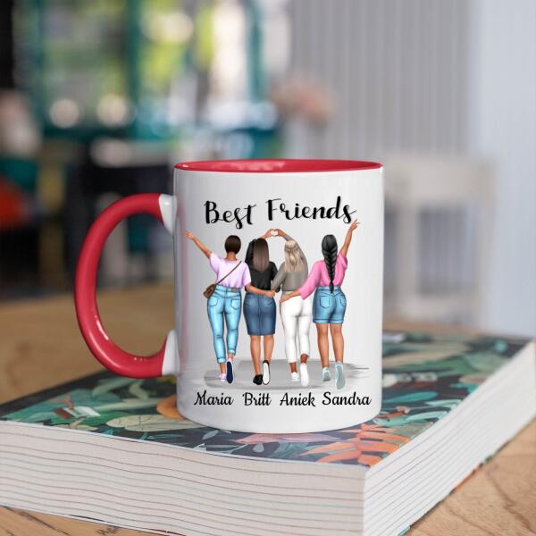 Beste Vriendinnen 4 Personen - Met jullie is alles leuker ♥ - Gepersonaliseerde mok voor Vriendin, Vriendinnen, Vrouwen, Vriendschap, Zus, Zusje, BFF, Collega, Dochter