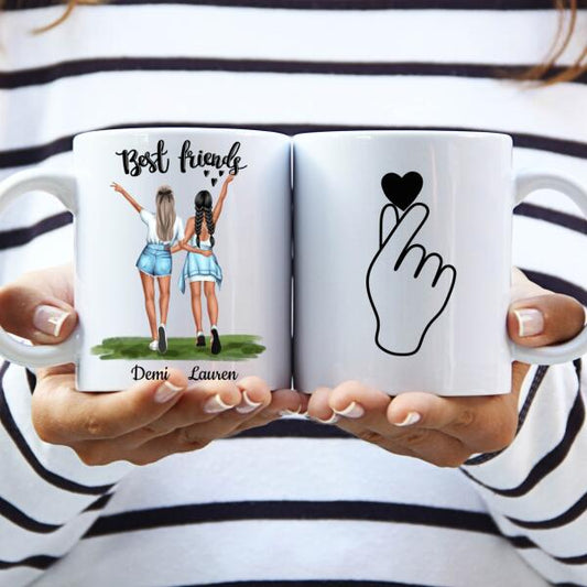 Best Friends 2 personen - Korean Heart ♥ - Gepersonaliseerde mok voor Vriendin, Vriendinnen, Vrouw, Vriendschap, Zus, Zusje, BFF, Collega, Dochter