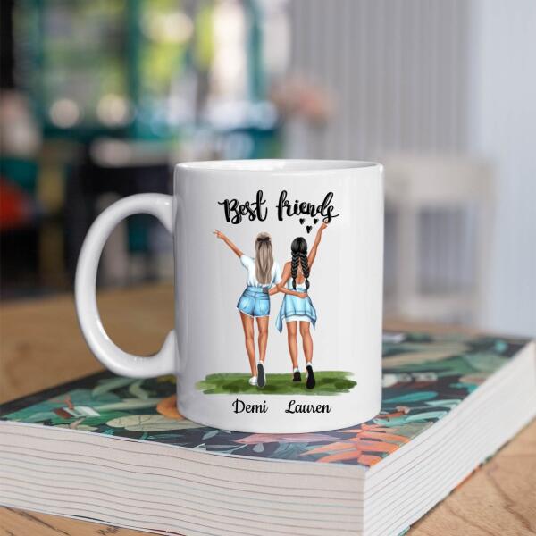 Best Friends 2 personen - Korean Heart ♥ - Gepersonaliseerde mok voor Vriendin, Vriendinnen, Vrouw, Vriendschap, Zus, Zusje, BFF, Collega, Dochter