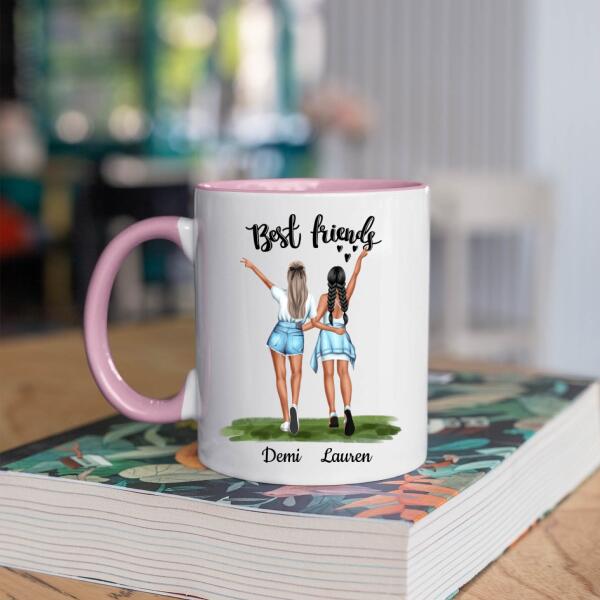 Best Friends 2 personen - Korean Heart ♥ - Gepersonaliseerde mok voor Vriendin, Vriendinnen, Vrouw, Vriendschap, Zus, Zusje, BFF, Collega, Dochter