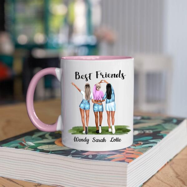 Best Friends 3 Personen - Beautiful Besties ♥ - Gepersonaliseerde mok voor Vriendin, Vriendinnen, Vrouw, Vriendschap, Zus, Zusje, BFF, Collega, Dochter