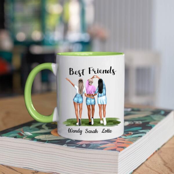 Best Friends 3 Personen - Beautiful Besties ♥ - Gepersonaliseerde mok voor Vriendin, Vriendinnen, Vrouw, Vriendschap, Zus, Zusje, BFF, Collega, Dochter