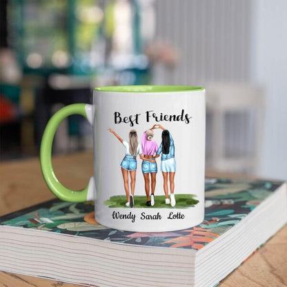 Best Friends 3 Personen - Beautiful Besties ♥ - Gepersonaliseerde mok voor Vriendin, Vriendinnen, Vrouw, Vriendschap, Zus, Zusje, BFF, Collega, Dochter