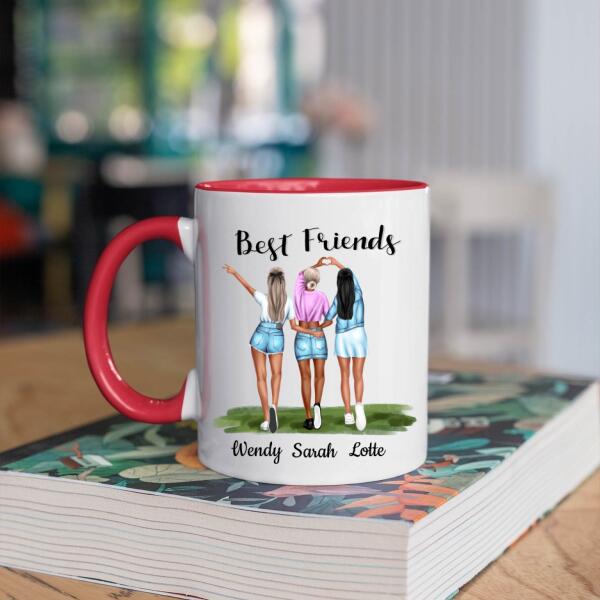 Best Friends 3 Personen - Beautiful Besties ♥ - Gepersonaliseerde mok voor Vriendin, Vriendinnen, Vrouw, Vriendschap, Zus, Zusje, BFF, Collega, Dochter