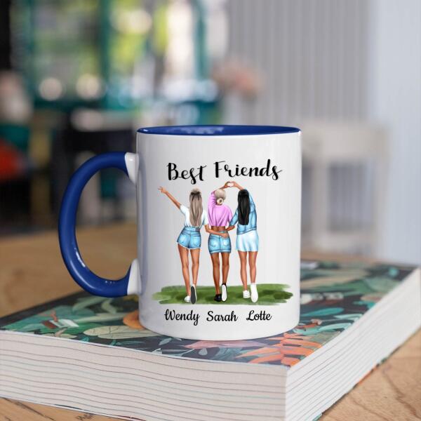 Best Friends 3 Personen - Beautiful Besties ♥ - Gepersonaliseerde mok voor Vriendin, Vriendinnen, Vrouw, Vriendschap, Zus, Zusje, BFF, Collega, Dochter