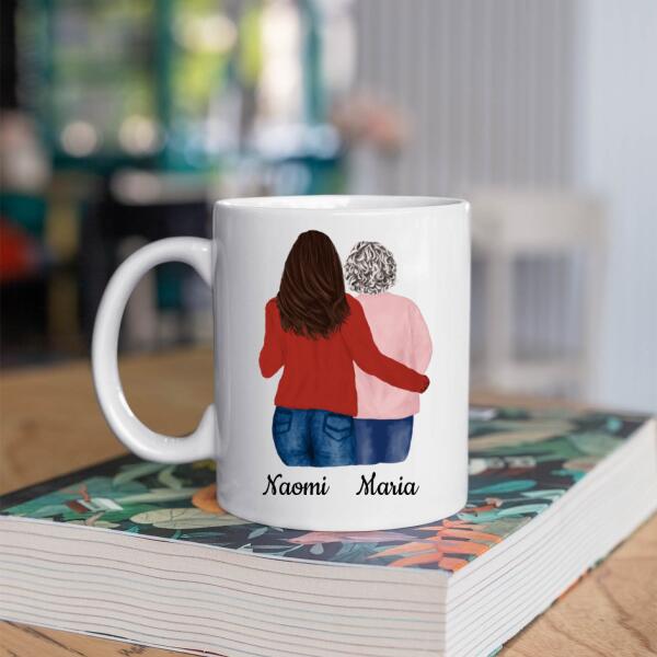 Oma met Dochter, Kleindochter, Vriendin - Ik hou van Jou! ♥ - Gepersonaliseerde mok voor oma, dochter, kleindochter, vriendin, verzorgster, zus