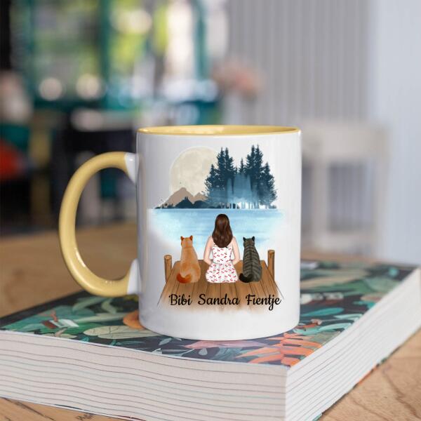 Kattenmama met 2 Katten in het Bos - Katten Mama ♥ - Gepersonaliseerde mok voor Kattenmama, Haar, Kattenouders, Katteneigenaar, Kattenbaasje, Partner, Vriendin, Vrouw, Kitten
