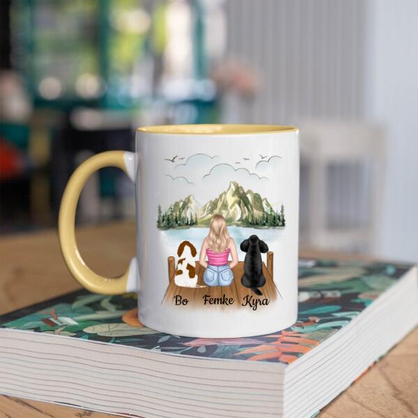 Hondenmama met 2 Honden in het Bos - Het leven is beter met mijn hond ♥ - Gepersonaliseerde mok voor Hondenmama, Haar, Hondenouders, Hondeneigenaar, Hondenbaasje, Partner, Vriendin, Vrouw, Puppy