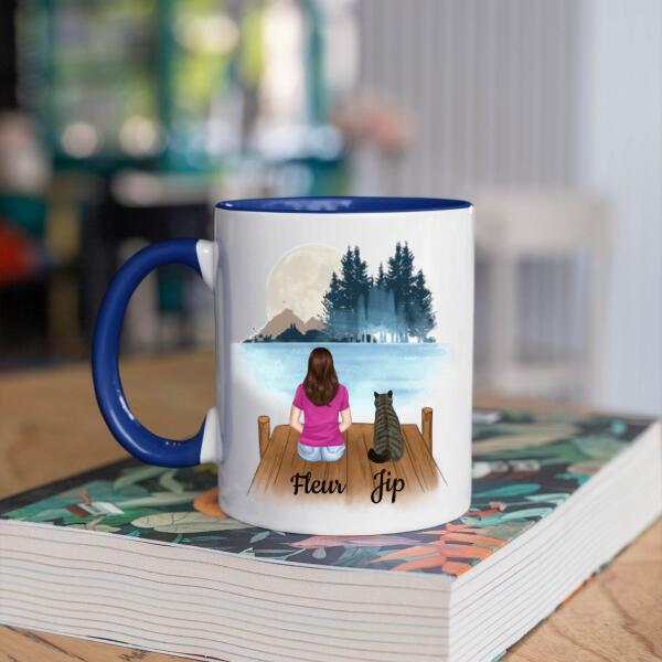Kattenmama met 1 Kat in het Bos - Cat Mom ♥ - Gepersonaliseerde mok voor Kattenmama, Haar, Kattenouders, Katteneigenaar, Kattenbaasje, Partner, Vriendin, Vrouw, Kitten