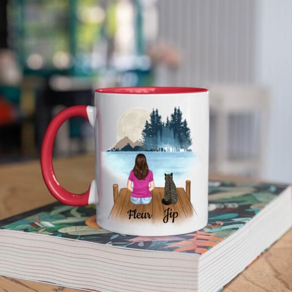 Kattenmama met 1 Kat in het Bos - Cat Mom ♥ - Gepersonaliseerde mok voor Kattenmama, Haar, Kattenouders, Katteneigenaar, Kattenbaasje, Partner, Vriendin, Vrouw, Kitten