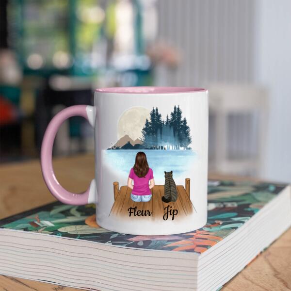 Kattenmama met 1 Kat in het Bos - Cat Mom ♥ - Gepersonaliseerde mok voor Kattenmama, Haar, Kattenouders, Katteneigenaar, Kattenbaasje, Partner, Vriendin, Vrouw, Kitten