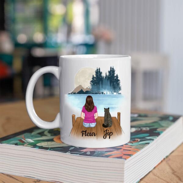 Kattenmama met 1 Kat in het Bos - Cat Mom ♥ - Gepersonaliseerde mok voor Kattenmama, Haar, Kattenouders, Katteneigenaar, Kattenbaasje, Partner, Vriendin, Vrouw, Kitten