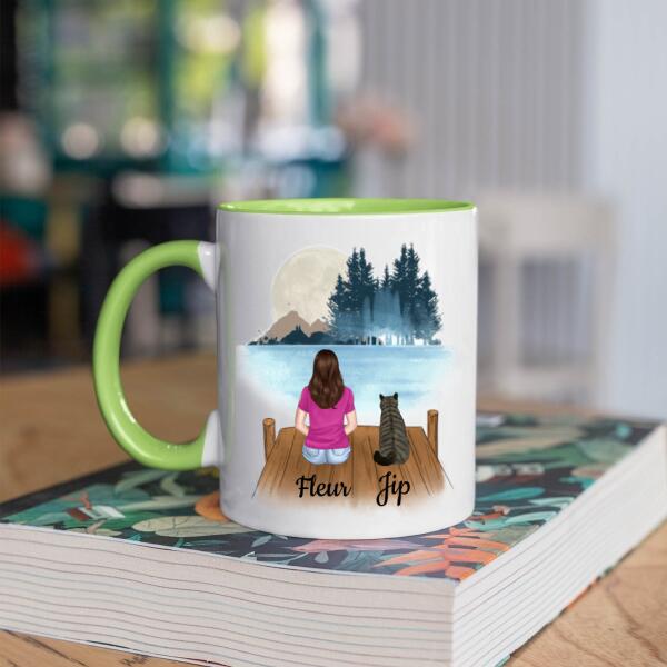 Kattenmama met 1 Kat in het Bos - Cat Mom ♥ - Gepersonaliseerde mok voor Kattenmama, Haar, Kattenouders, Katteneigenaar, Kattenbaasje, Partner, Vriendin, Vrouw, Kitten