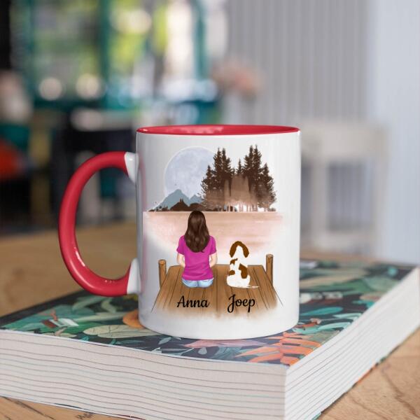 Hondenmama met 1 Hond in het Bos - Het leven is beter met mijn hond ♥ - Gepersonaliseerde mok voor Hondenmama, Haar, Hondenouders, Hondeneigenaar, Hondenbaasje, Partner, Vriendin, Vrouw, Puppy
