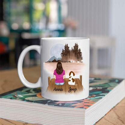 Hondenmama met 1 Hond in het Bos - Het leven is beter met mijn hond ♥ - Gepersonaliseerde mok voor Hondenmama, Haar, Hondenouders, Hondeneigenaar, Hondenbaasje, Partner, Vriendin, Vrouw, Puppy