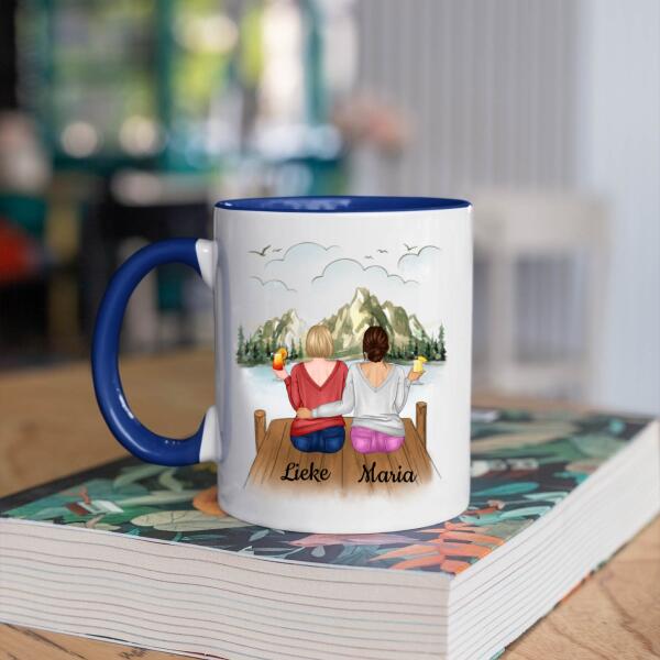 Beste Vriendinnen in het Bos met Cocktail - Met jou is alles leuker ♥ - Gepersonaliseerde mok voor Vriendin, Vriendinnen, Vrouw, Vriendschap, Zus, Zussen, Zusje, BFF, Collega's, Collega, Dochter