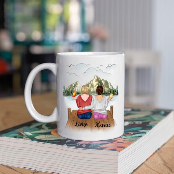 Beste Vriendinnen in het Bos met Cocktail - Met jou is alles leuker ♥ - Gepersonaliseerde mok voor Vriendin, Vriendinnen, Vrouw, Vriendschap, Zus, Zussen, Zusje, BFF, Collega's, Collega, Dochter