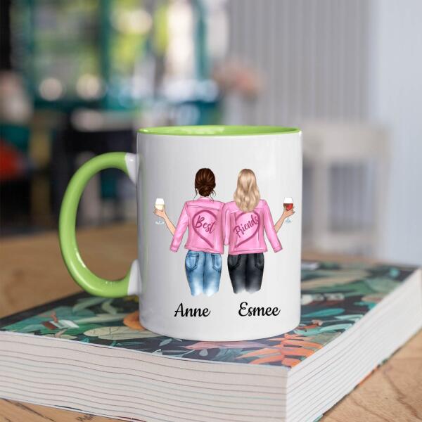 Beste Vriendinnen, Zussen of Collega's met Wijn Drankje - Best Friends Forever ♥ - Gepersonaliseerde mok voor Vriendin, Vriendinnen, Vrouw, Vriendschap, Zus, Zusje, BFF, Collega, Dochter