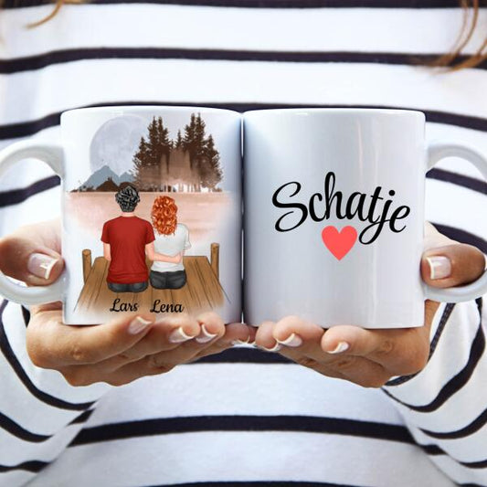 Koppel in het Bos - Schatje ♥ - Gepersonaliseerde mok voor Partner, Vriend, Vriendin, Vrouw, Man, Jubileum